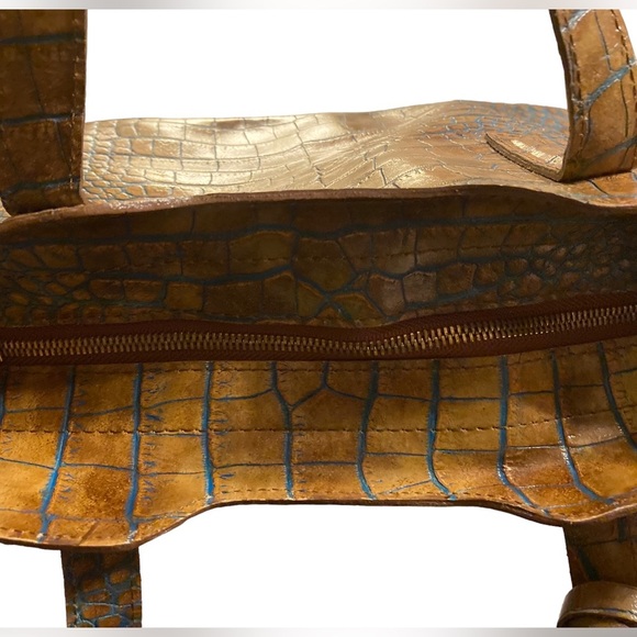 Valentina Italia Vintage Italian Crocodile Alligator Reptile Brown Purse Bag EUC - Picture 10 of 16